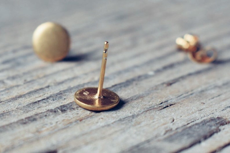 Gold disc stud earrings satin finish