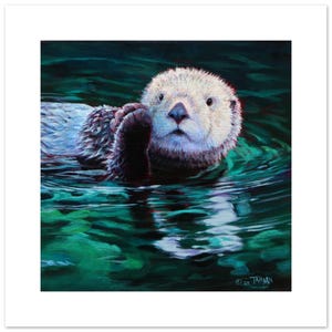 Otter Namaste Poster a Sea Otter Painting an Ocean Mammal Gift and Otter Lover Art a Seaside Decor a 12"h x 12"w Image on Fine Art Paper