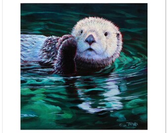Sea Otter Giving Namaste Blessings Fine Art Print (12” x 12” image)