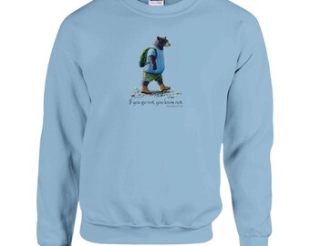 Hiking Bear with Backpack Fine Art Crewneck Sweatshirt