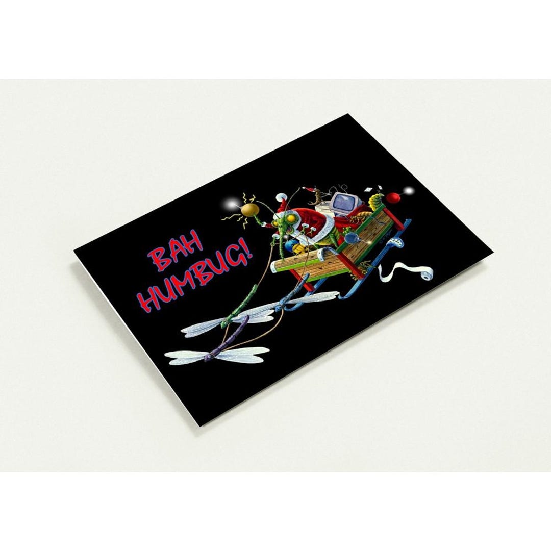 Bah Humbug Christmas Card: Santa's Bug Sleigh, Pack of 10 - Etsy UK