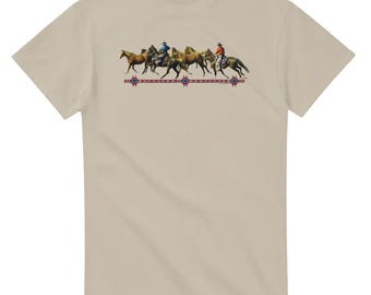 Cowboys Rounding Up Frisky Horses Fine Cotton Art T-Shirt