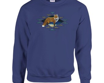Red Fox with Beadwork Illusion Fine Art Crewneck Sweatshirt