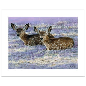 Poster di un cerbiatto, un dipinto di un cucciolo di fauna selvatica, un regalo per gli amanti della natura, un arredamento country per l'arte di graziosi animali, un'immagine da 12" h x 16" l su carta per belle arti.
