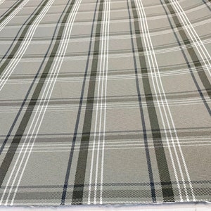 Gray/White plaid automotive upholstery fabric-by the yard