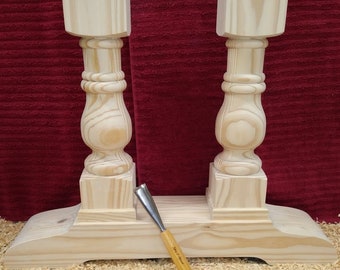 Set of 2 ea balustrade trestle table legs 6/5" × 34 /27 1/2"