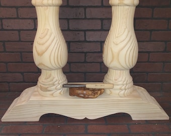 Trestle Table Legs-Hard Pine- Extra Large- Unfinished and Stain Grade-  Genuine Hand Turnings, Set of 2, Hand-made in Norfolk, Va