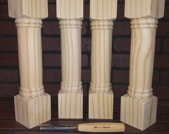 Coffee table or Bench Legs, 3 1/4 x 17, Hard Pine, Set of 4, Unfinished and Sanded, Stain Grade, Handmade in Norfolk, Va.