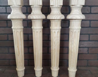 Ash Farm Table Legs, Fluted 5 1/2 × 29" Genuinely Hand Turned one of a kind sets every set! Made in the USA