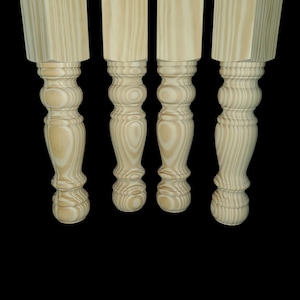 Coffee Table or Bench Legs, Cottage Farm Style with Ball Foot, 3 1/4 × 17&quot; Unfinished, Sanded and ready for stain, Handmade in Norfolk, VA