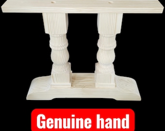 Trestle Table Legs, Hard Pine, 34 x 6 x 27 1/2 tall, Stain Grade, Vertically glued foot prevents weight sag, Unfinished, Sanded, Set of 2,
