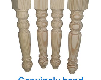 Kitchen Island Bench Legs.  Genuinely Hand Turned Hard Pine, 3 1/4 × 22 1/2", Made In The USA