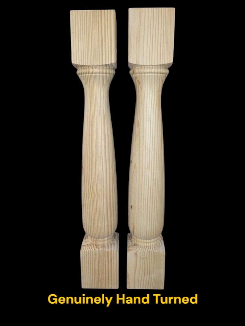 Kitchen Island legs, Hard Pine,5 x 34 1/2", Unfinished, Sanded, Stain Grade, Set of 2- Genuinely Hand Turned and Handmade in Norfolk, VA