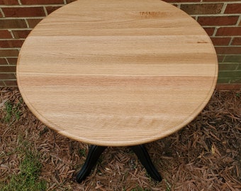Red Oak Round Top, 27 1/2 × 7/8 edge grain glued, Unfinished, Sanded, Stain Grade, No Knots, Profiled Edges, Handmade in Norfolk, Va