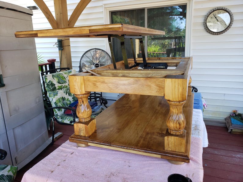 Coffee Table or Bench Legs, 4 x 18" Hard Pine, Unfinished, Sanded, Stain Grade, Set of 4, Genuinely Hand Turned and Handmade in Norfolk, Va image 3