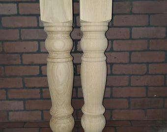 White Oak Farm table legs, 5 x 29" (Set of 2) Genuinely Hand Turned. NOT patterned copies resulting in one of a kind sets! Made in America