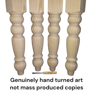 5 x 29&quot; hard pine, Genuinely hand turned art not copies, farm table leg, dining table legs, kitchen table legs, Veteran owned, Made in USA
