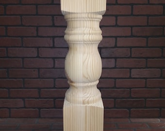 Chunky Kitchen Island Leg or Pedestal Leg Monestary style- Stain Grade-Genuinely Hand Turned-8 × 34 1/2"- Handmade in Norfolk, Va