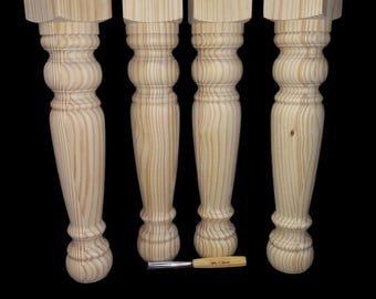 Chunky Pine Farmhouse Legs - 5 x 29 - Dining Table Legs - Set of 4 - Unfinished and Sanded - Stain Grade - Handmade in Norfolk VA