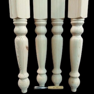 Genuinely Hand Turned Farm Table Legs 4 x 29" set of 4 Hard Pine Stain or Paint Made in the USA