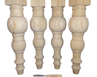 Cottage Farm Table Legs- 5 x 7 x 29" 5 equal plies on large ball for even staining, - Set of 4- Unfinished and Stain Grade Handmade in USA