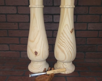 Console Table legs, Hard Pine, Set of 2, Unfinished, Sanded and Stain ready, 6 3/4 × 29" Handmade in Norfolk, VA. Home of the Atlantic Fleet