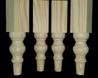 Pine Bed Legs- Longer Top Block for Wider Bed Rails-3 1/4 × 15"- Unfinished- Stain Grade- Set of 4- Handmade in Norfolk, VA