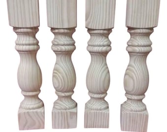3 1/4" x 17" Genuinely hand turned hard pine monestary bench or coffee table legs. Not made by a copy lathe pattern.  Made In America