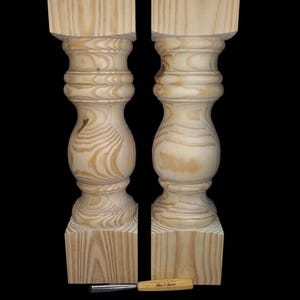 Console Table or Farm Table Legs, Hard Pine, 6 3/4 × 29&quot;, Unfinished, Sanded and Stain Grade, Set of 2, Handmade in Norfolk, Va