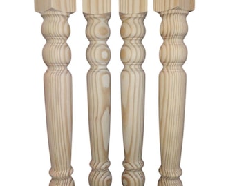 Kitchen Island Legs, Set of 4, Hard Pine, Unfinished and Sanded, Stain Grade, Handmade in Norfolk, Va. Home of the US Atlantic Fleet