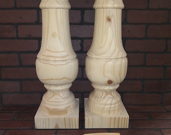 Handmade Hard Pine Console Table Legs, Unfinished, Set of 2