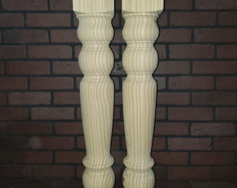 Kitchen Island Legs, Farmhouse Style, Hard Pine, 5 x 34 1/2" Unfinished, Sanded, Stain Grade, Set of 2, Handmade in Norfolk, Va