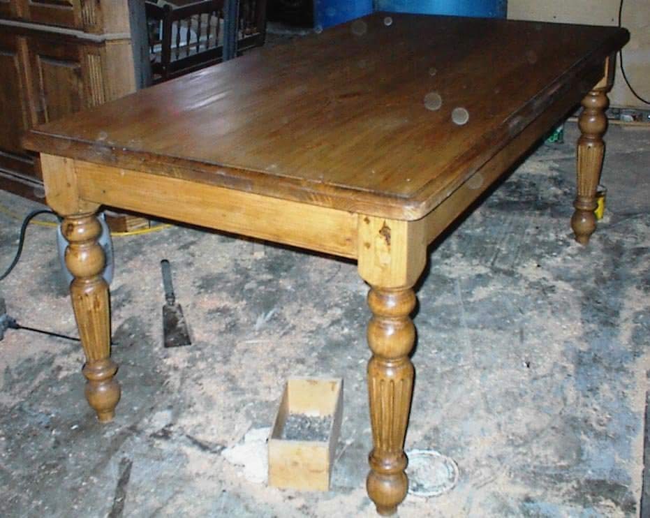 Fluted Farm Dining Table Turned Legs 4 X 4 X 29 Etsy