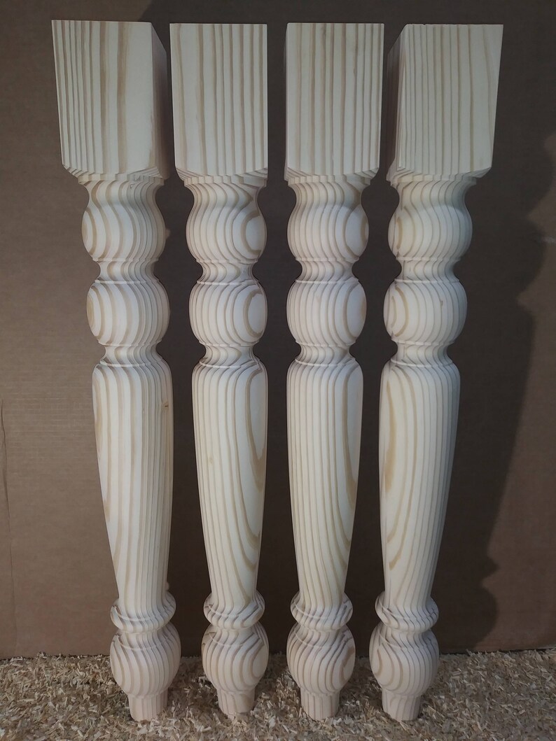 Genuine hand turned farm table island legs 4 x 34 12