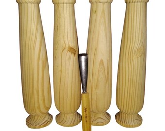 Balustrade End Table Legs, 4* x 18" Hard Pine, Set of 4, Unfinished and Sanded, Stain Grade, Handmade and Hand Turned in Norfolk, Va