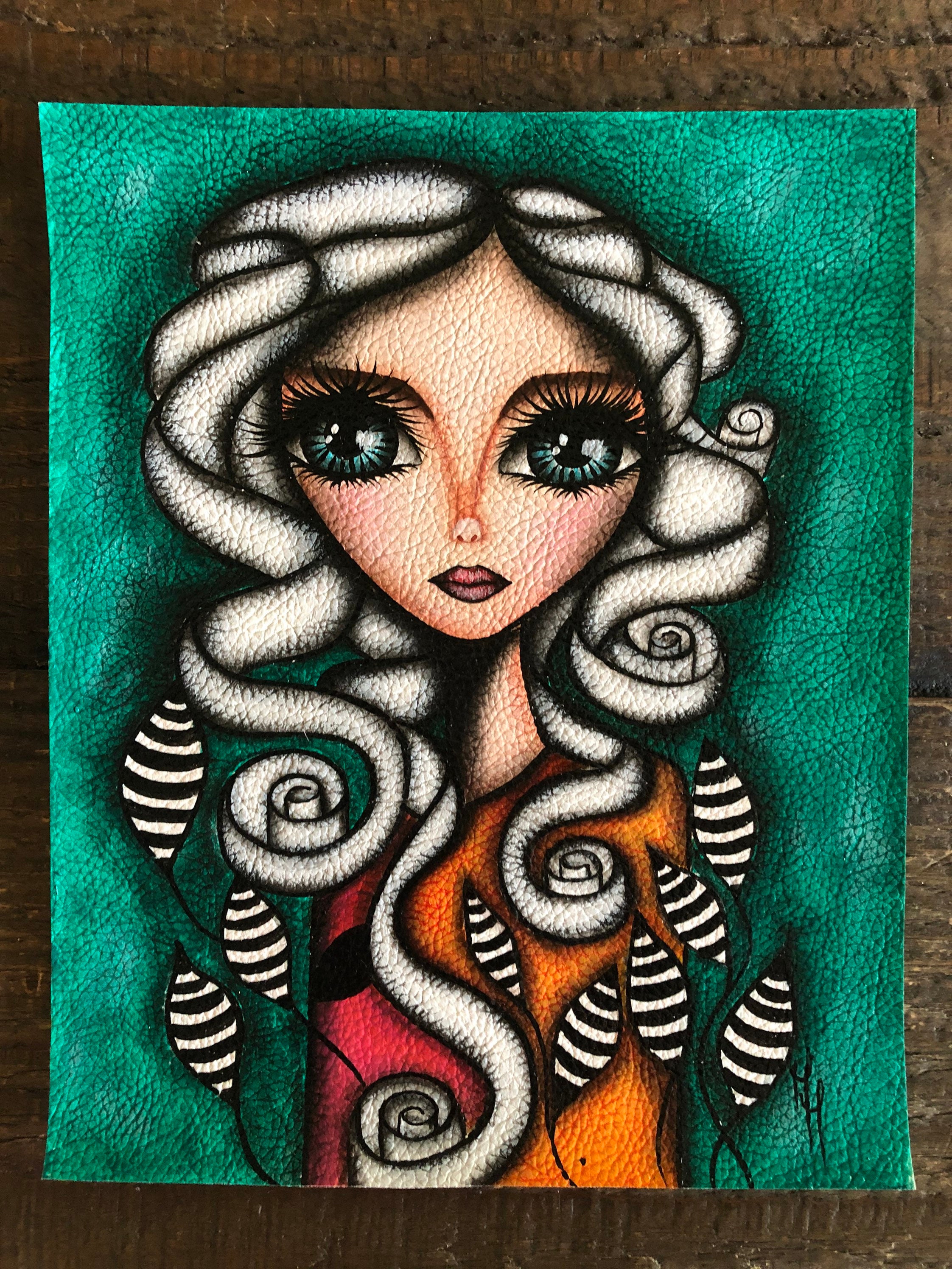 手描きの少女の肖像画：合成皮革に描かれた8x10の水彩画 - Etsy 日本