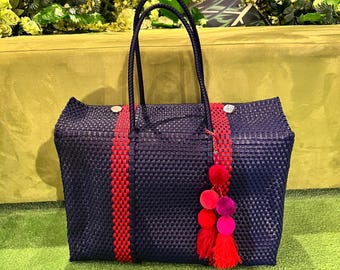 Bolsas Mexicanas Tejidas a Mano Baul / Estilo Solapa Doblada / Bolsas de Plástico Reciclado / bolsa tejida a mano / Bolsas Mexicanas / Bolsas de Mercado / Regalo para ella