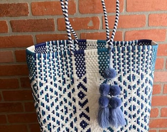 Tote Handwoven Mexican Bags / Recycled Plastic Bags / Tote bag / Mexican Bags / Mercado Bags / Gift For her