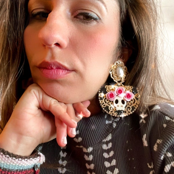 Clip on Earrings / Catrina Earrings / Handmade earrings / Statement Earrings / Gifts for her