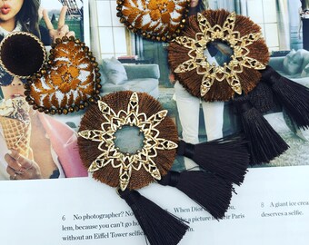 Pendientes con borlas marrones hechos a mano, regalo para ella