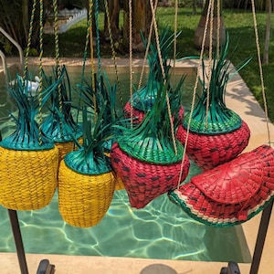 Pineapple Straw Bag / Pineapple bag / fruit purse / Strawberry Straw Bag / Strawberry Bag / handwoven bags / pineapple purse