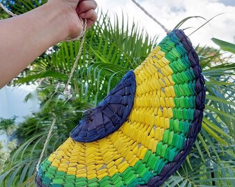 Bolso de paja de aguacate tejido a mano, monedero de fruta novedoso