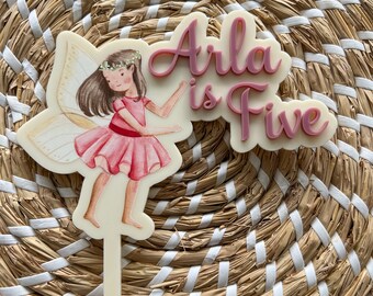 Printed Fairy + 3D Acrylic Cake Topper