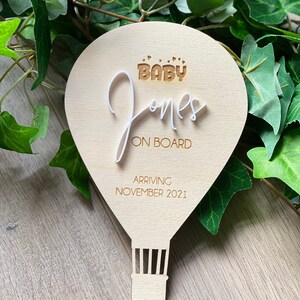 Personalised Hot Air Balloon Pregnancy Announcement Plaque