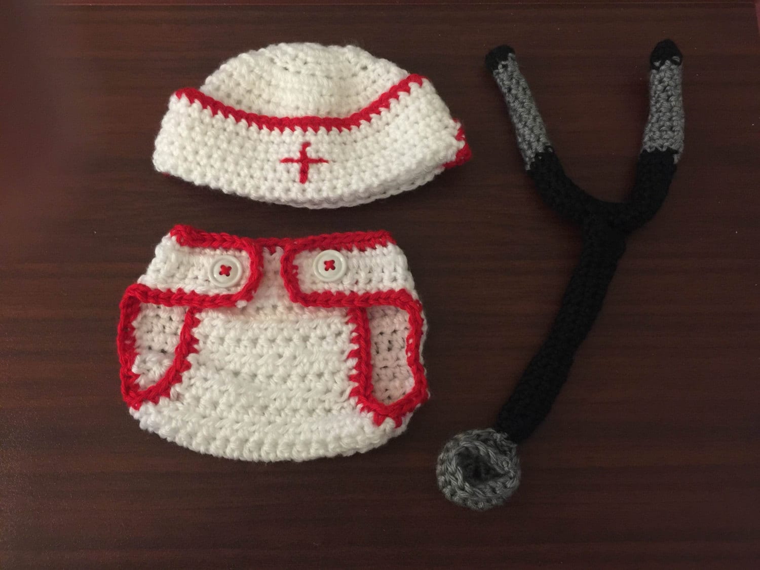 Crochet Newborn nurse photography prop set crochet nurse hat Etsy