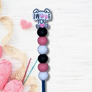 I Woof You-haaknaald met kralen, maat 5 mm/h
