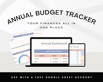 Hoja de cálculo de Google Sheet para el seguimiento del presupuesto anual, resumen completo del panel