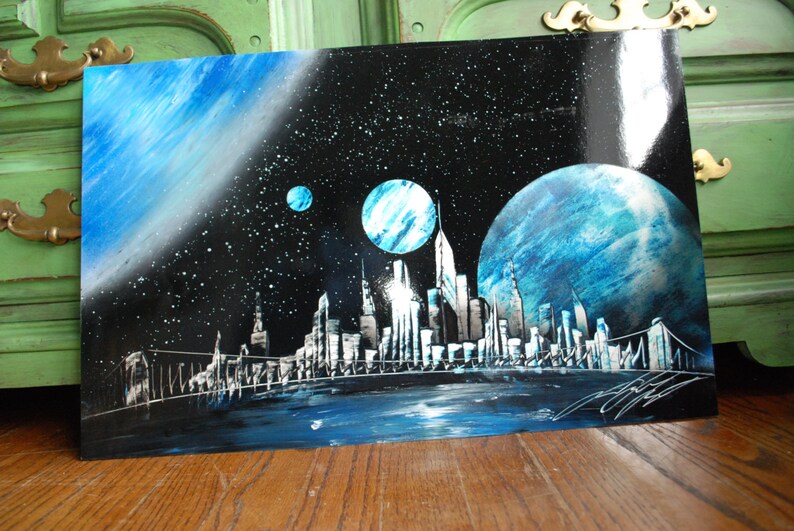 Handmade poster Spray Paint Art NewYork Skyline in Black & Etsy