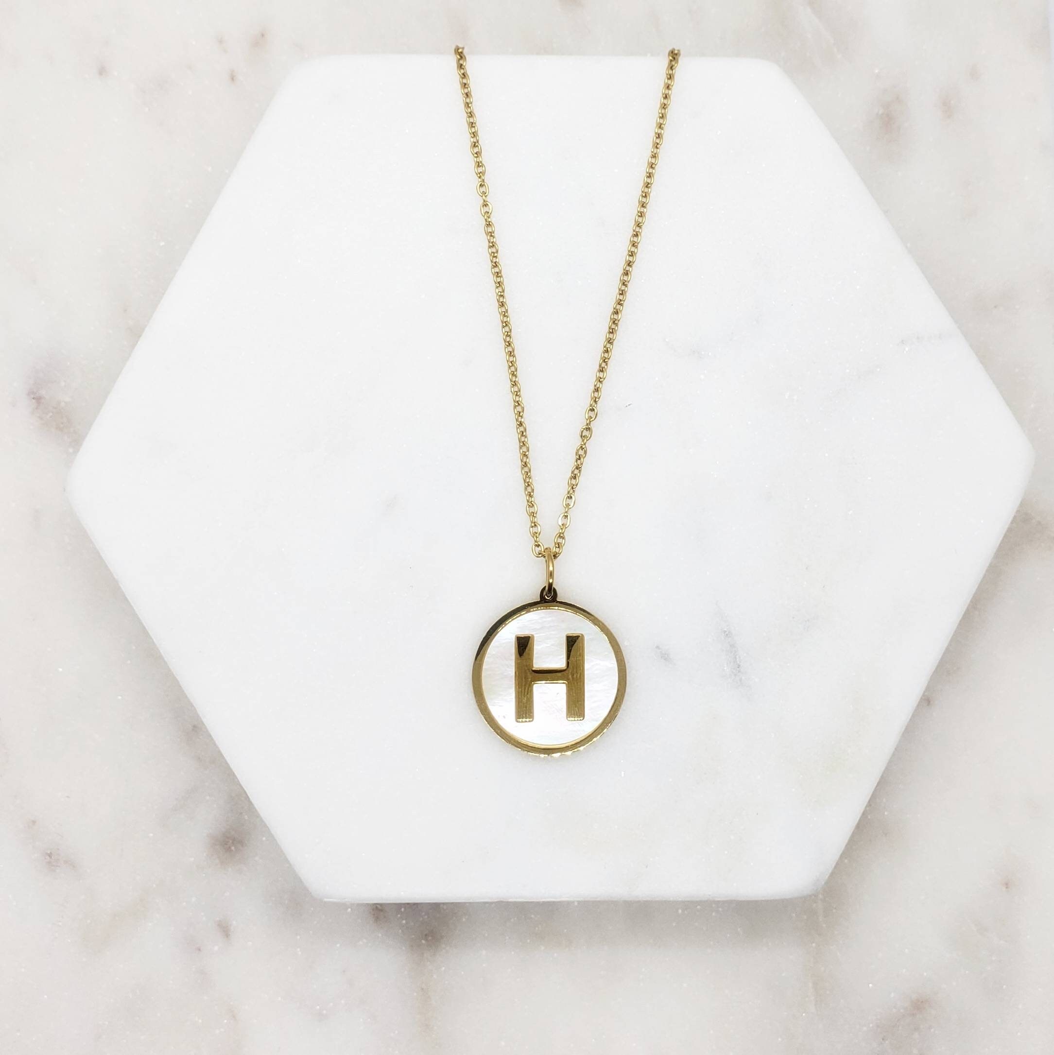 Colgante de letra H con cadena oro amarillo chapado Etsy