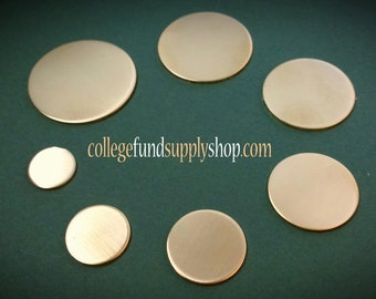 1 1/8" NUGOLD Red Brass 18 g. stamping discs,1.125" round blank, disc for etching, metal supply shop, jewelry supply, hand stamping blank